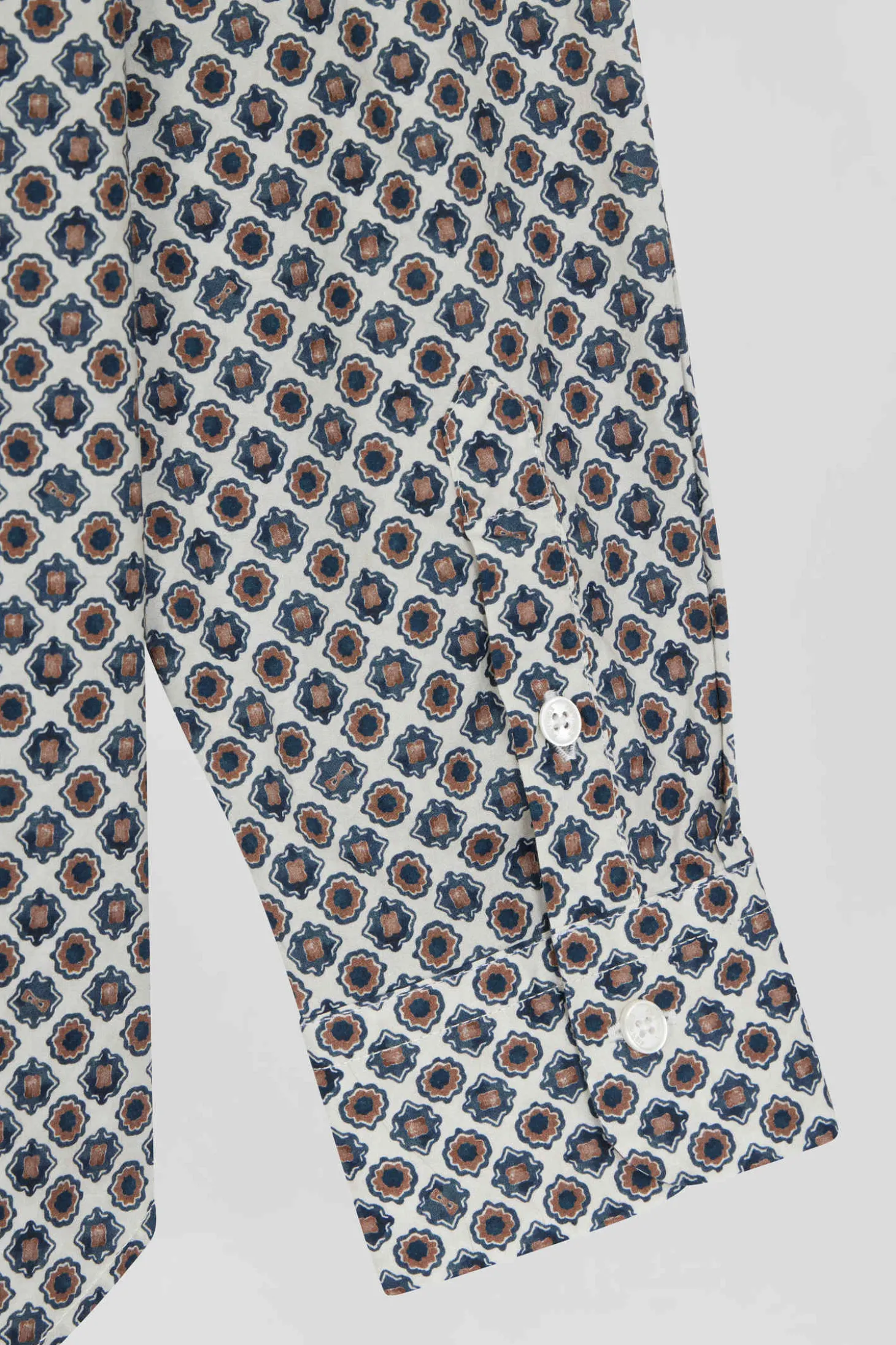 Chemise en coton ivoire microimprimé graphique coupe Regular