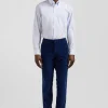 Chemise en coton jacquard bleu ciel à rayures bâtons coupe Regular