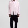 Chemise en coton jacquard rayé rose coupe Regular