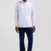 Chemise en coton jacquard rayé ciel coupe Regular