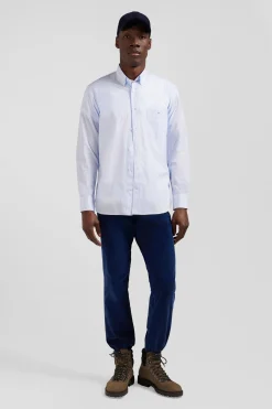 Chemise en coton jacquard rayé ciel coupe Regular
