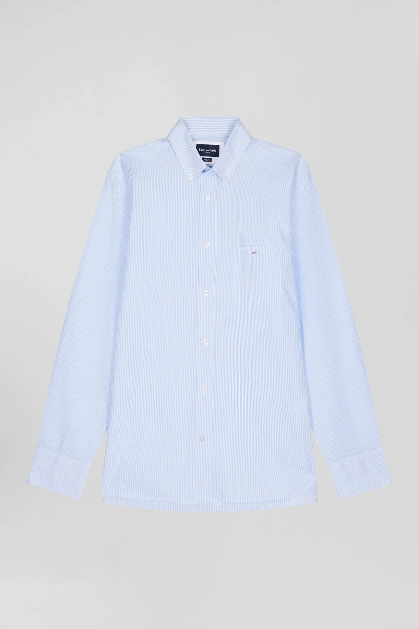Chemise en coton jacquard rayé ciel coupe Regular