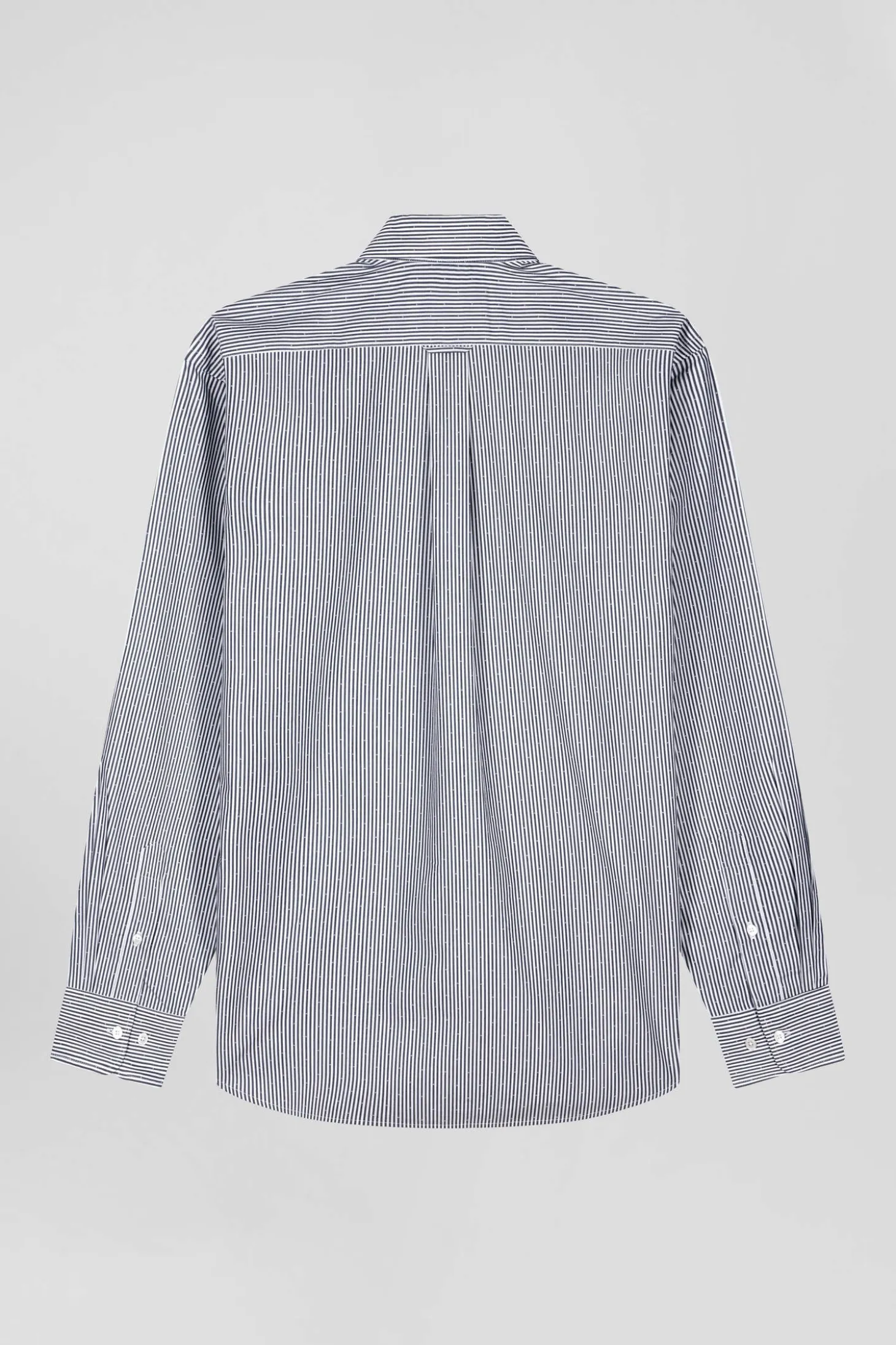 Chemise en coton jacquard rayé bleu marine coupe Regular