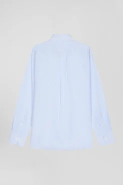Chemise en coton jacquard rayé ciel coupe Regular