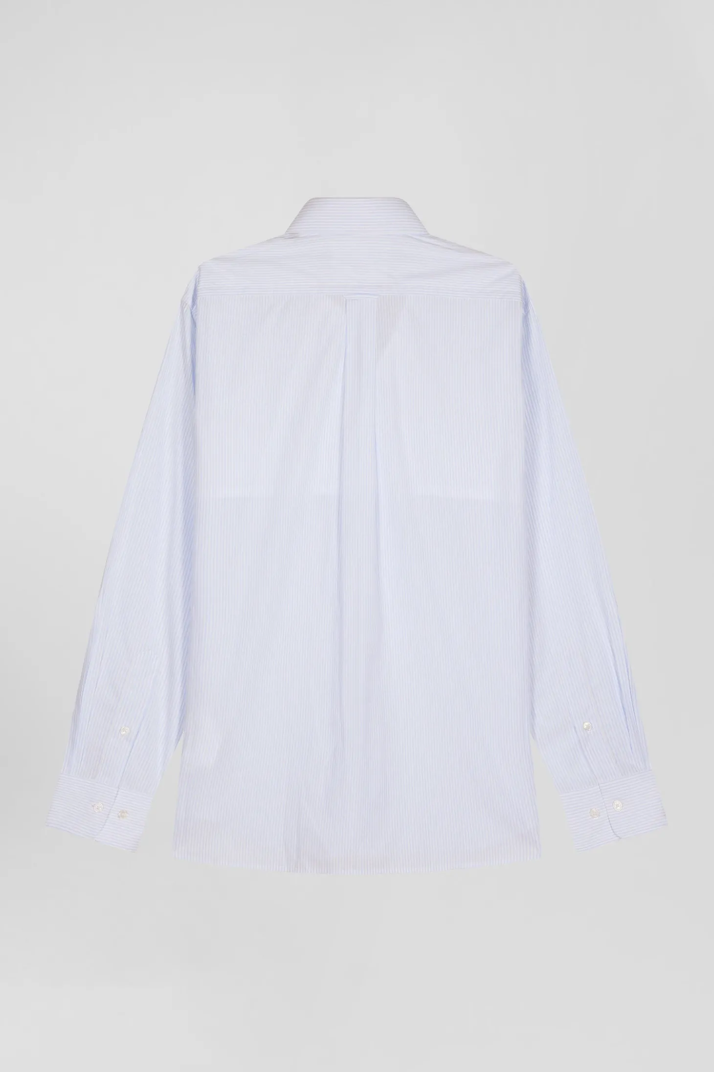 Chemise en coton jacquard bleu ciel à rayures bâtons coupe Regular