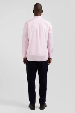 Chemise en coton jacquard rayé rose coupe Regular