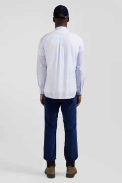 Chemise en coton jacquard rayé ciel coupe Regular
