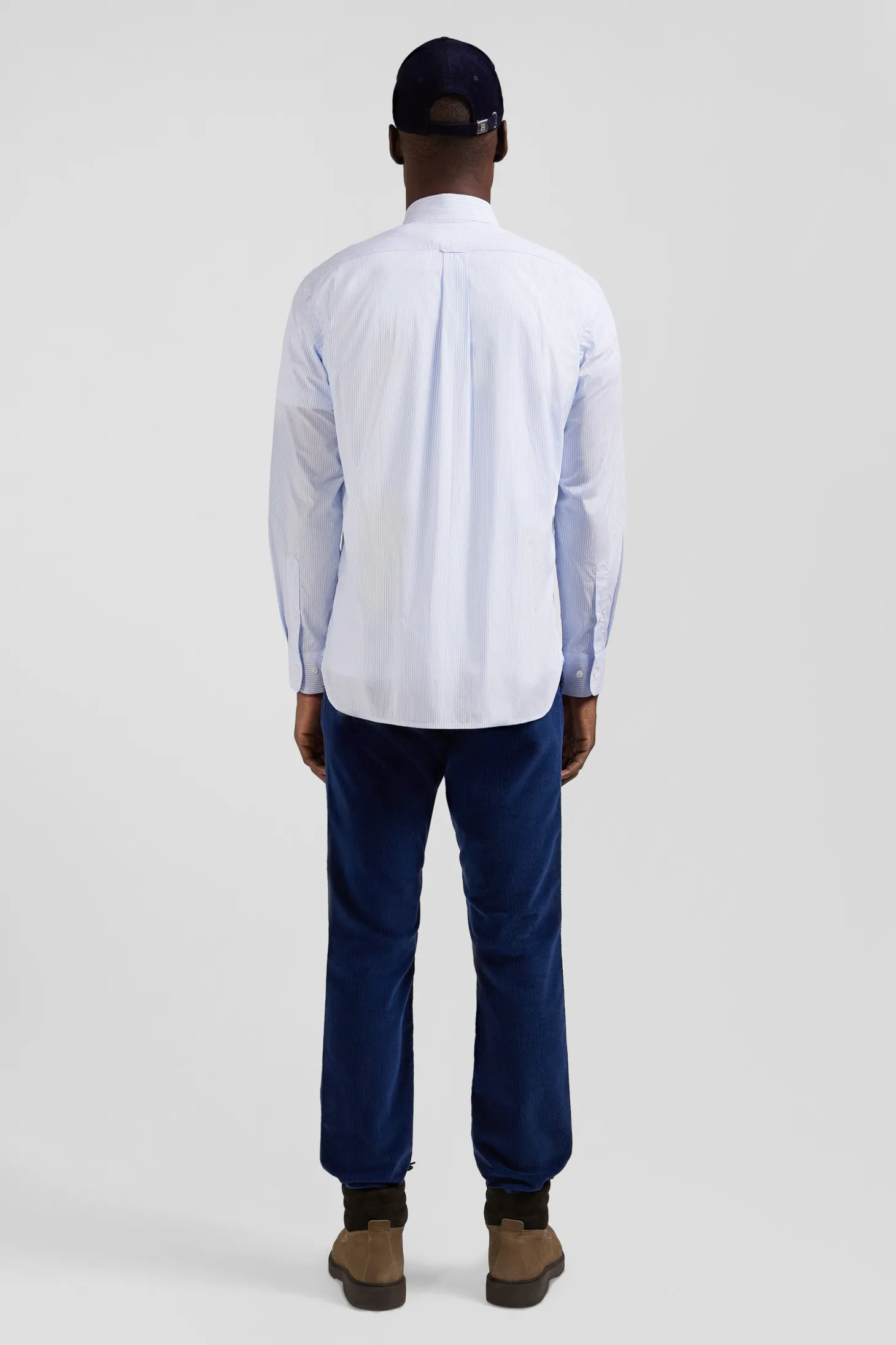Chemise en coton jacquard rayé ciel coupe Regular