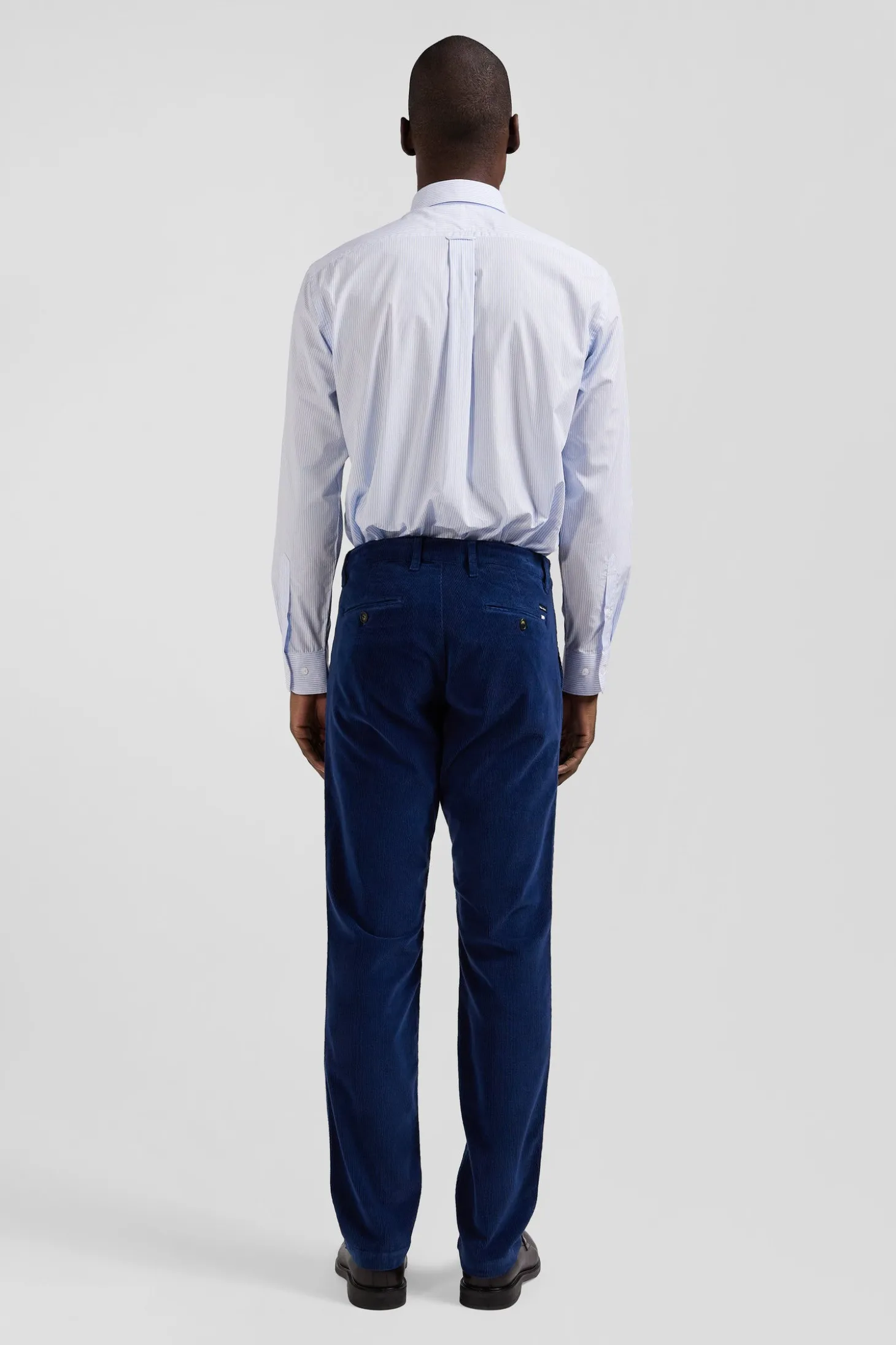 Chemise en coton jacquard bleu ciel à rayures bâtons coupe Regular