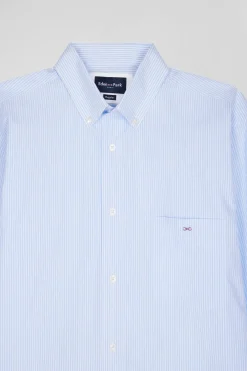 Chemise en coton jacquard rayé ciel coupe Regular