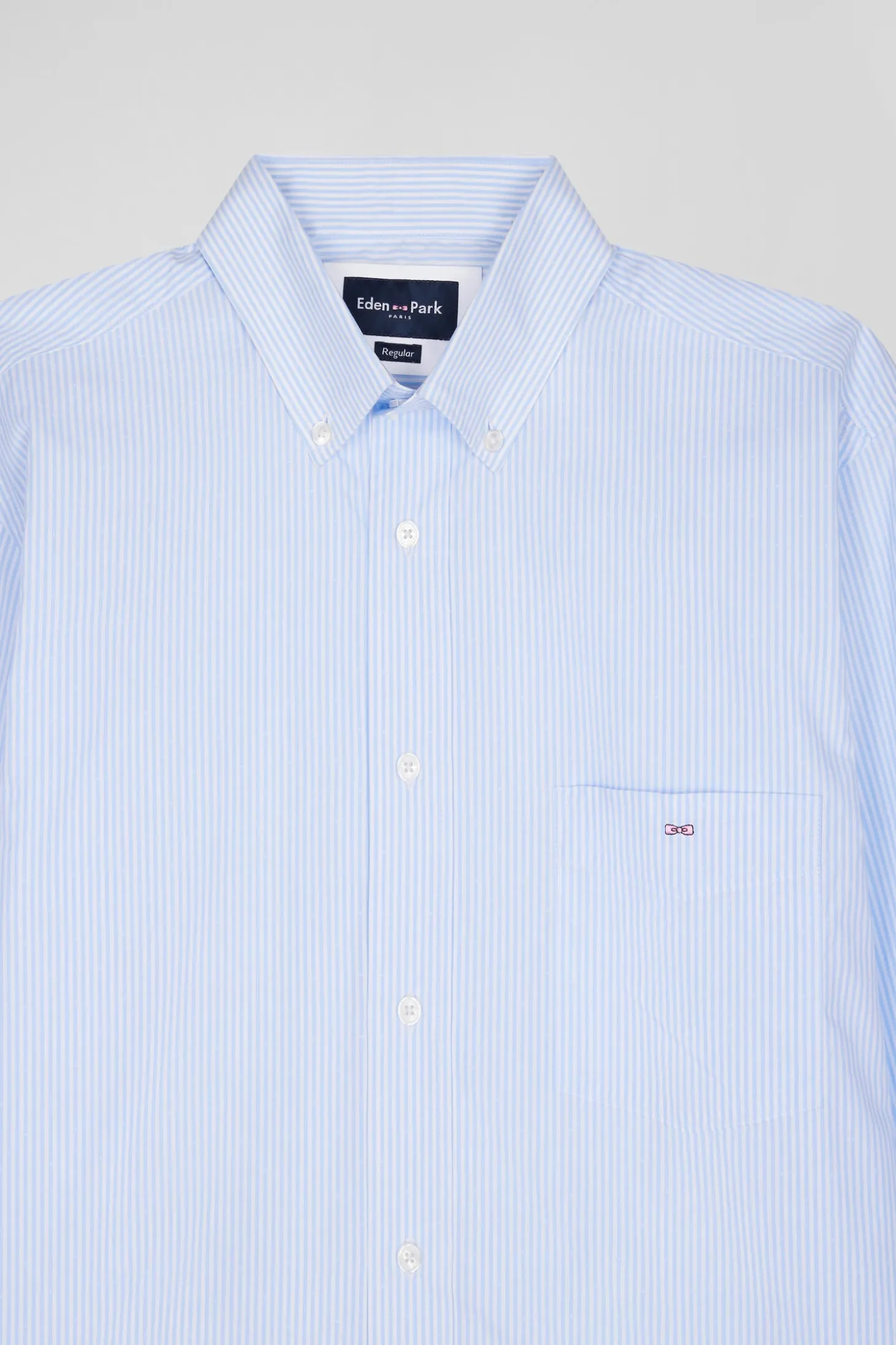 Chemise en coton jacquard rayé ciel coupe Regular