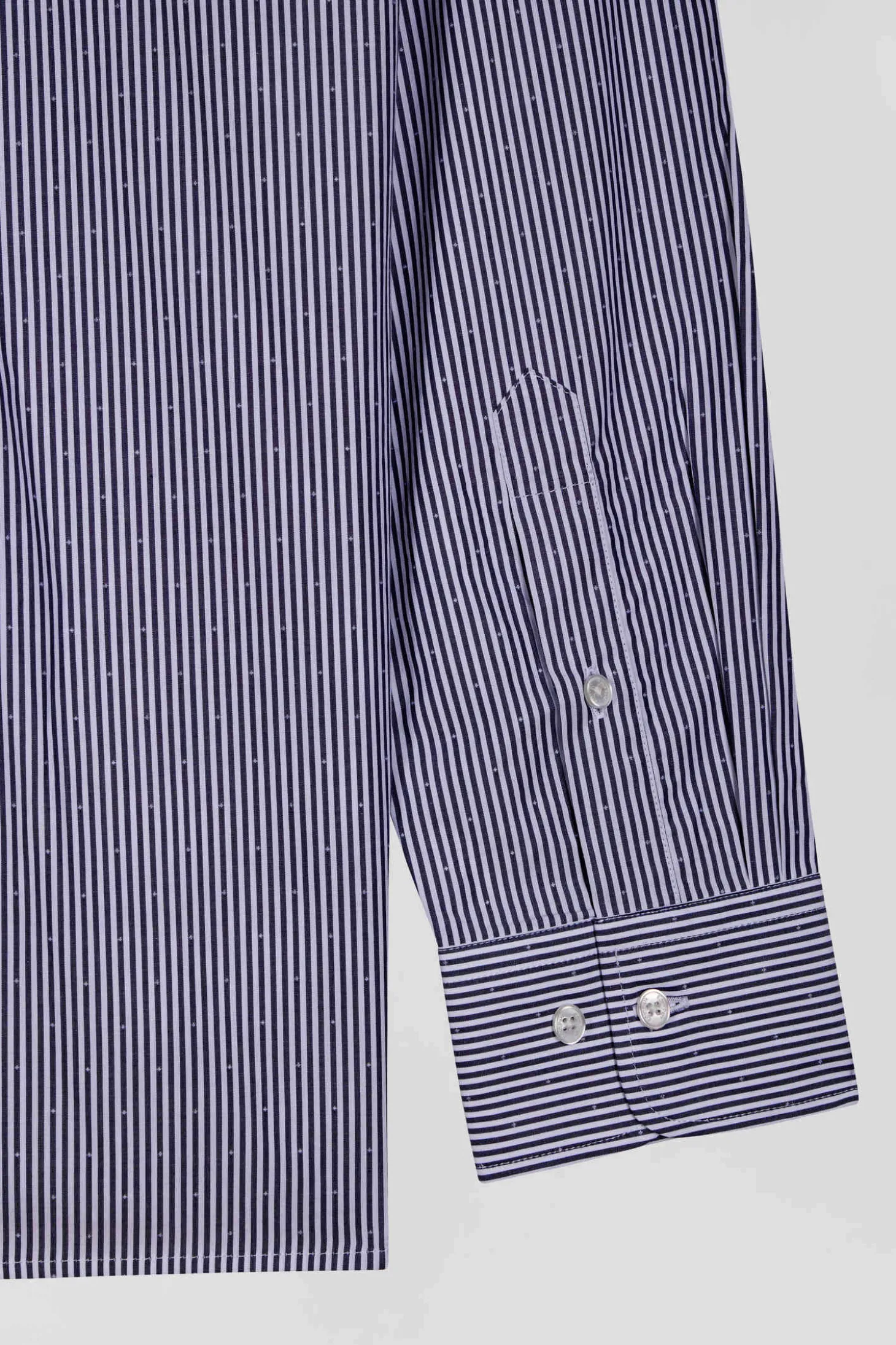 Chemise en coton jacquard rayé bleu marine coupe Regular
