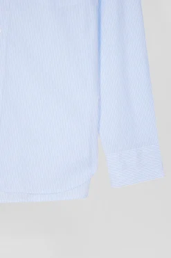 Chemise en coton jacquard rayé ciel coupe Regular