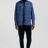 Chemise en coton marine à imprimé graphique coupe Regular