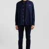 Chemise en coton Oxford bleu marine nœud papillon cerclé coupe Regular