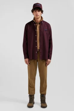 Chemise en coton Oxford bordeaux nœud papillon cerclé coupe Regular