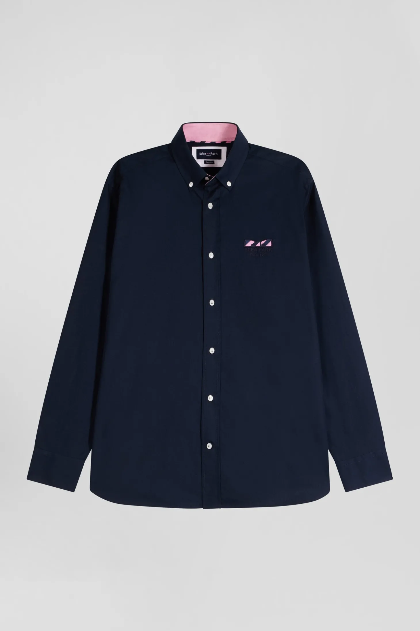 Chemise en coton Oxford bleu marine nœud papillon cerclé coupe Regular
