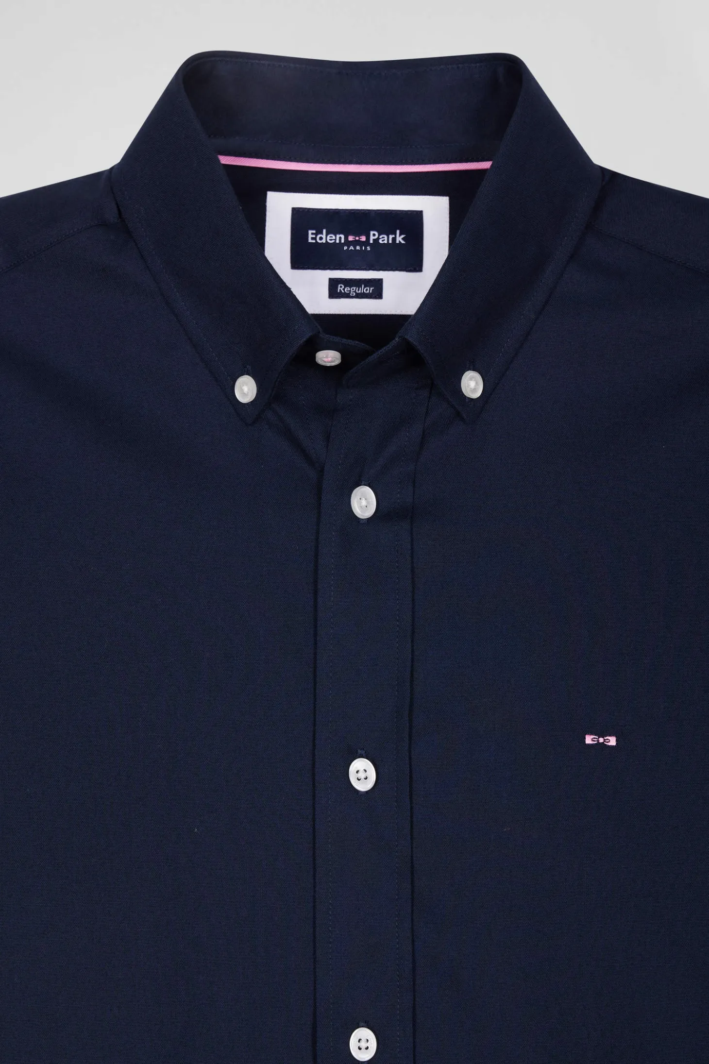 Chemise en coton oxford bleu marine coupe Regular broderie dos