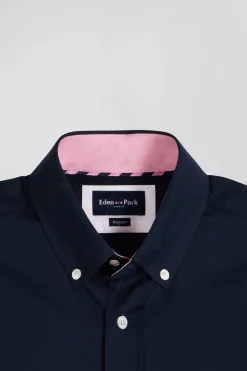 Chemise en coton Oxford bleu marine nœud papillon cerclé coupe Regular