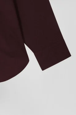 Chemise en coton Oxford bordeaux nœud papillon cerclé coupe Regular