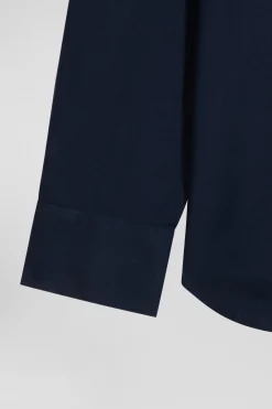 Chemise en coton Oxford bleu marine nœud papillon cerclé coupe Regular