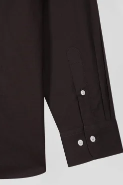 Chemise en coton Oxford marron nœud papillon cerclé coupe Regular