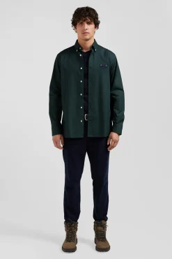 Chemise en coton Oxford vert nœud papillon cerclé coupe Regular