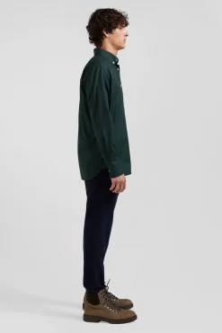 Chemise en coton Oxford vert nœud papillon cerclé coupe Regular