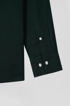 Chemise en coton Oxford vert nœud papillon cerclé coupe Regular