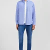 Chemise en coton pinpoint bleu