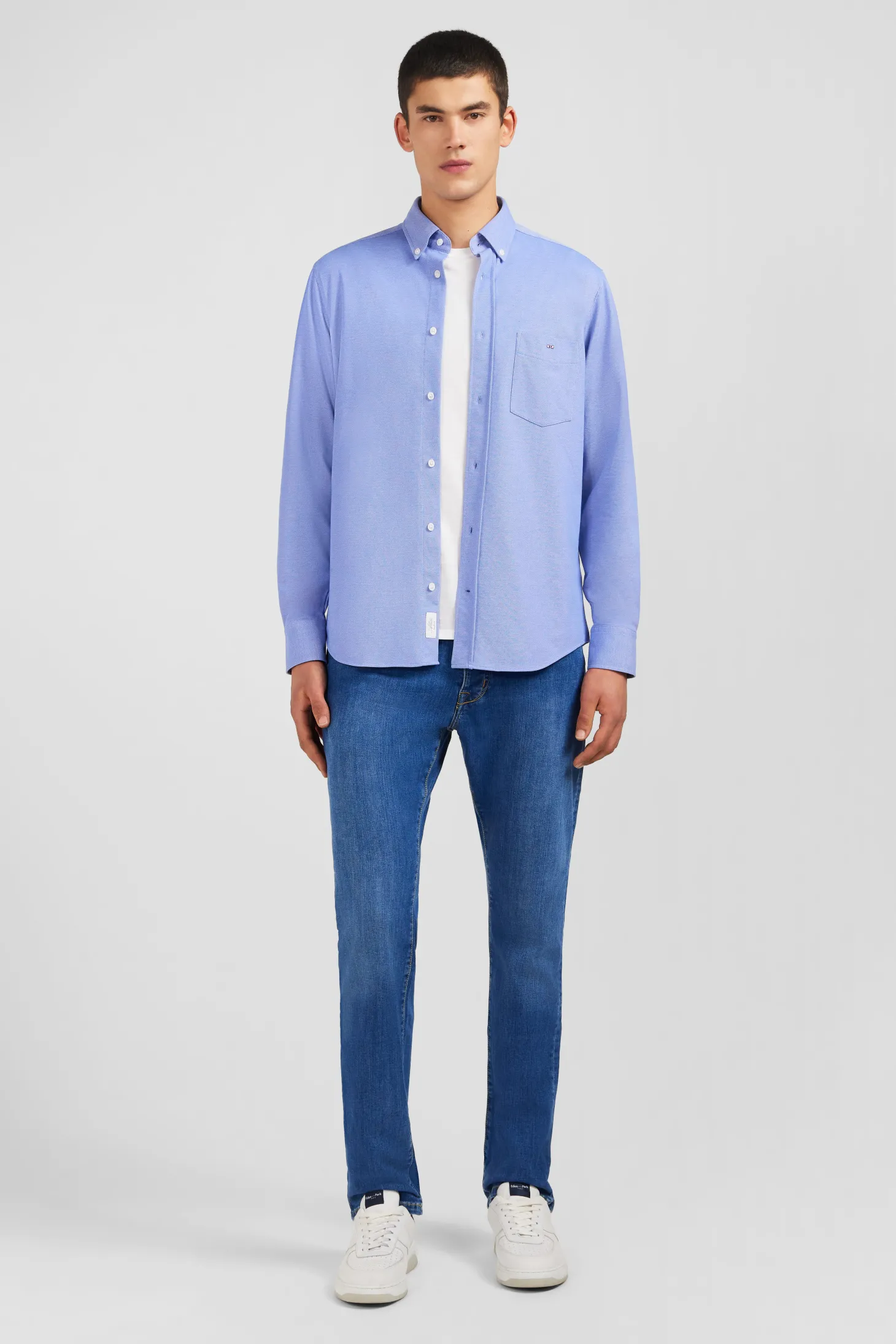 Chemise en coton pinpoint bleu