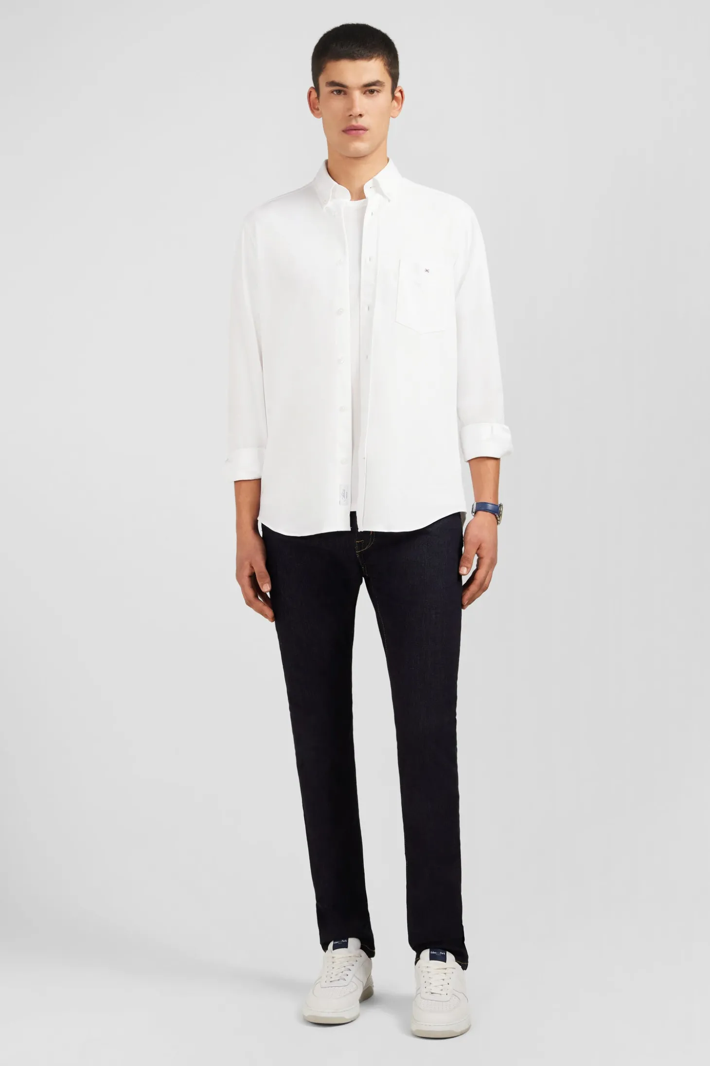 Chemise en coton pinpoint blanc