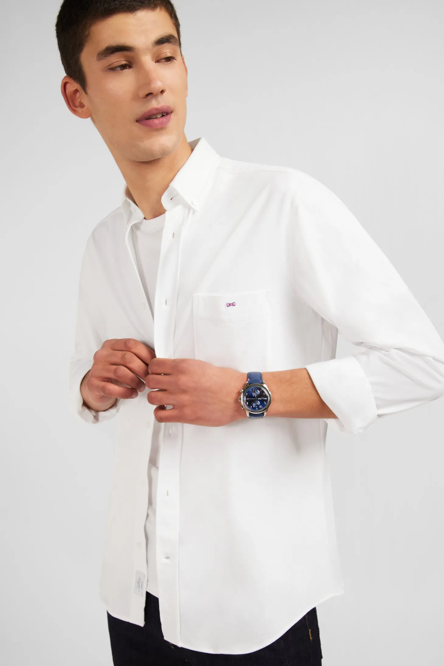 Chemise en coton pinpoint blanc