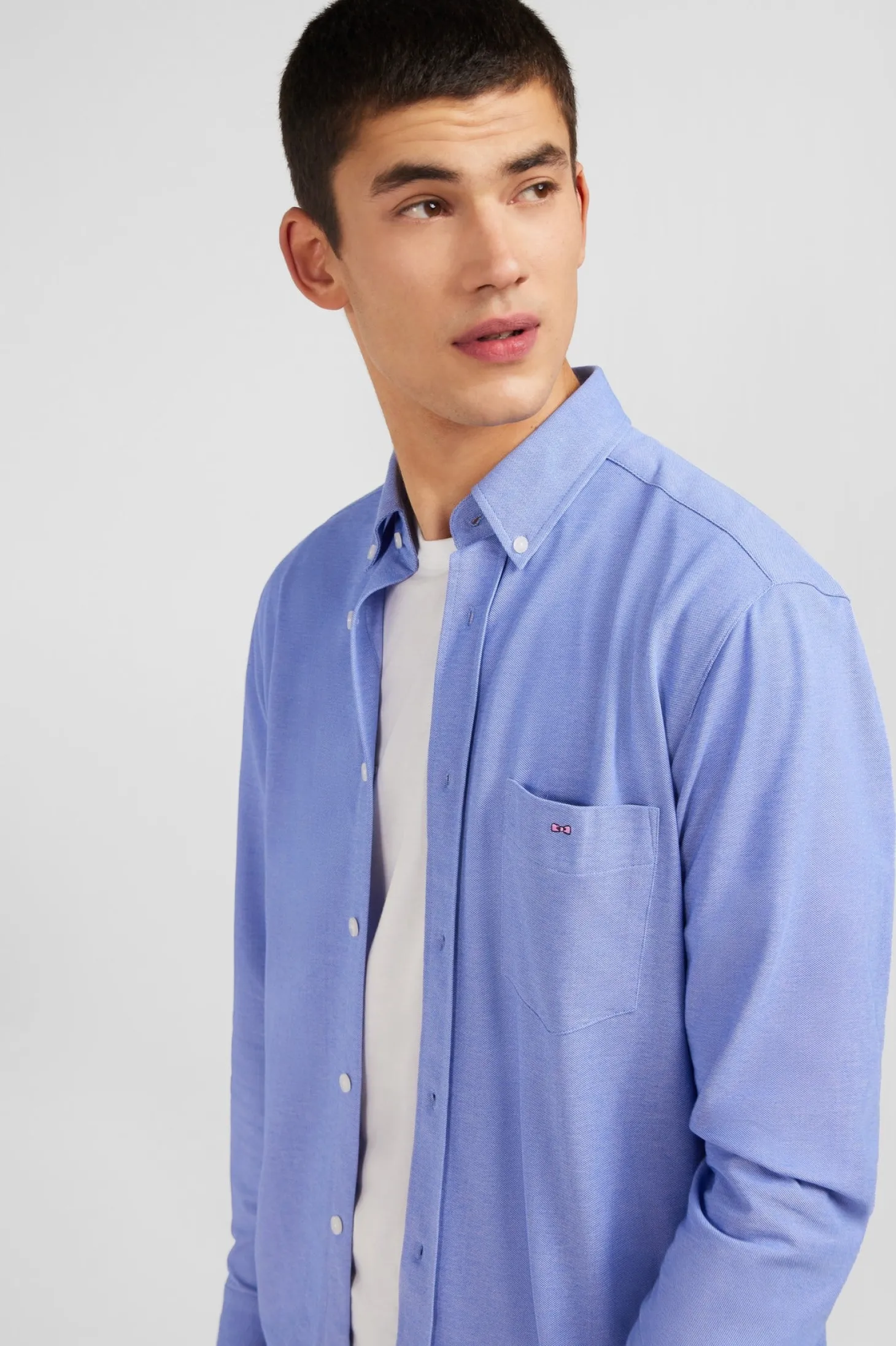 Chemise en coton pinpoint bleu
