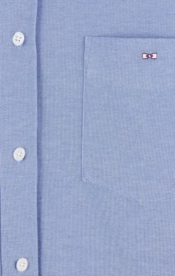 Chemise en coton pinpoint bleu