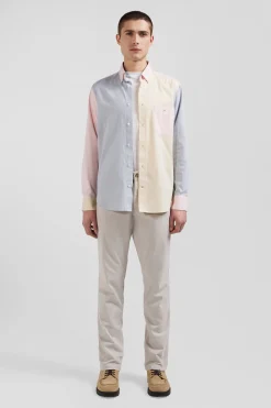 Chemise en coton tricolore ciel coupe Regular