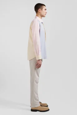 Chemise en coton tricolore ciel coupe Regular