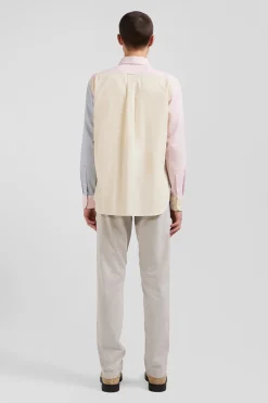 Chemise en coton tricolore ciel coupe Regular
