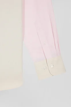 Chemise en coton tricolore ciel coupe Regular