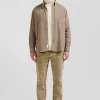 Chemise en coton uni beige col boutonné et poche poitrine coupe Regular