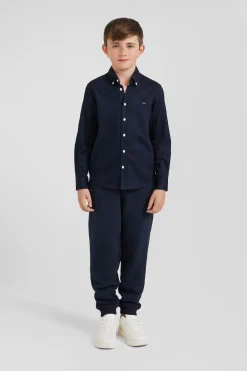 Chemise en coton uni bleu marine en coton oxford coupe Regular