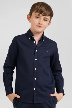Chemise en coton uni bleu marine en coton oxford coupe Regular