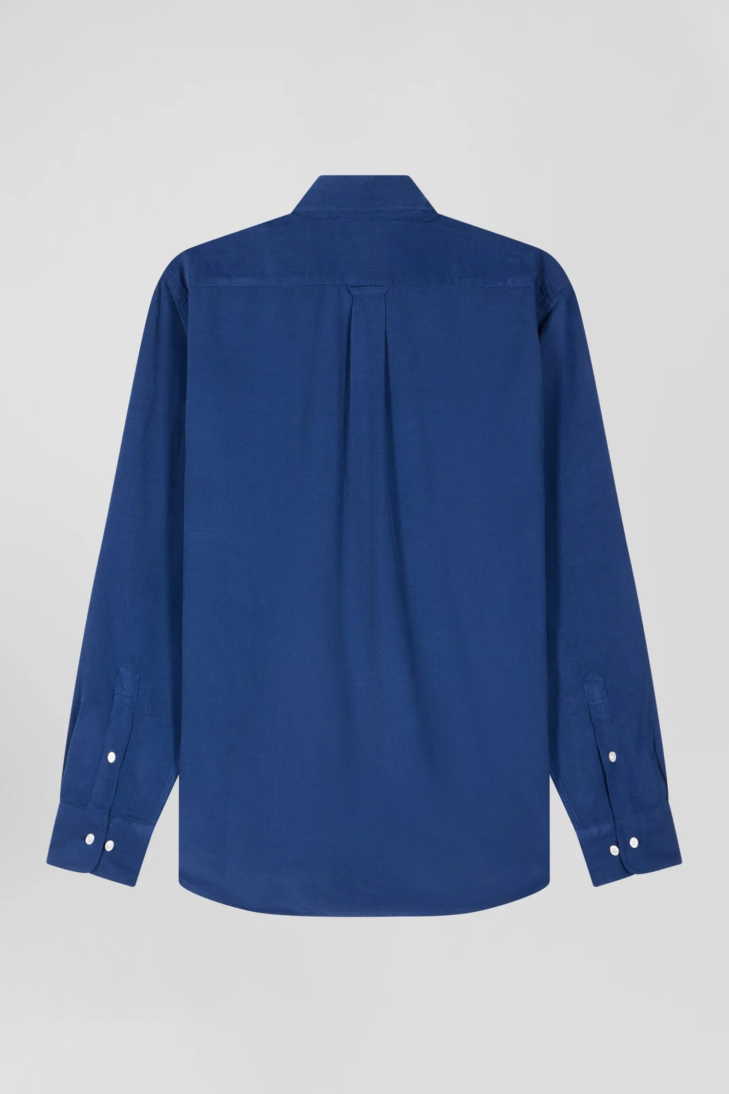 Chemise en coton uni bleu indigo col boutonné et poche poitrine coupe Regular