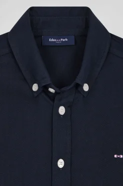 Chemise en coton uni bleu marine en coton oxford coupe Regular