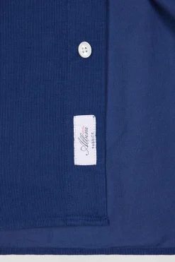 Chemise en coton uni bleu indigo col boutonné et poche poitrine coupe Regular
