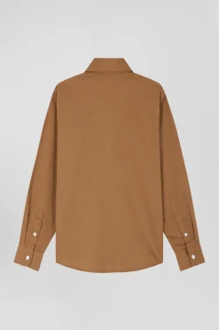 Chemise en coton uni camel en coton oxford coupe Regular