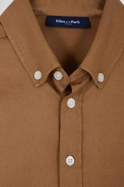 Chemise en coton uni camel en coton oxford coupe Regular