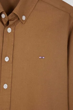 Chemise en coton uni camel en coton oxford coupe Regular