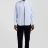 Chemise en coton uni ciel col boutonné et poche poitrine coupe Regular