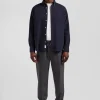 Chemise en coton uni gris anthracite col boutonné et poche poitrine coupe Regular